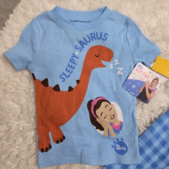 Ms. Rachel "Sleepy-Saurus" Toddler Pajama Set - Size 3T - Blue Dinosaur - NEW - Picture 2 of 4